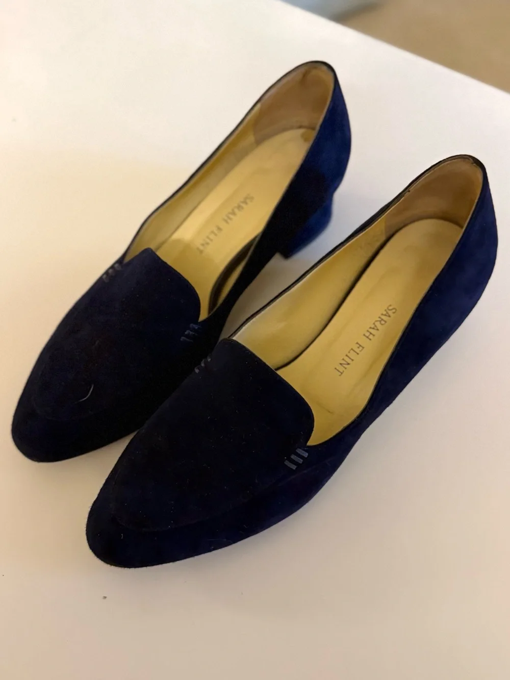 Sarah Flint Midnight Blue Suede Pointed Loafers